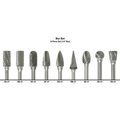 Greenfield Industries Cle-Line 1855 Double-Cut Bur, 9 Piece Set with 1/8 Shank and 1/4 Set Size C17769
